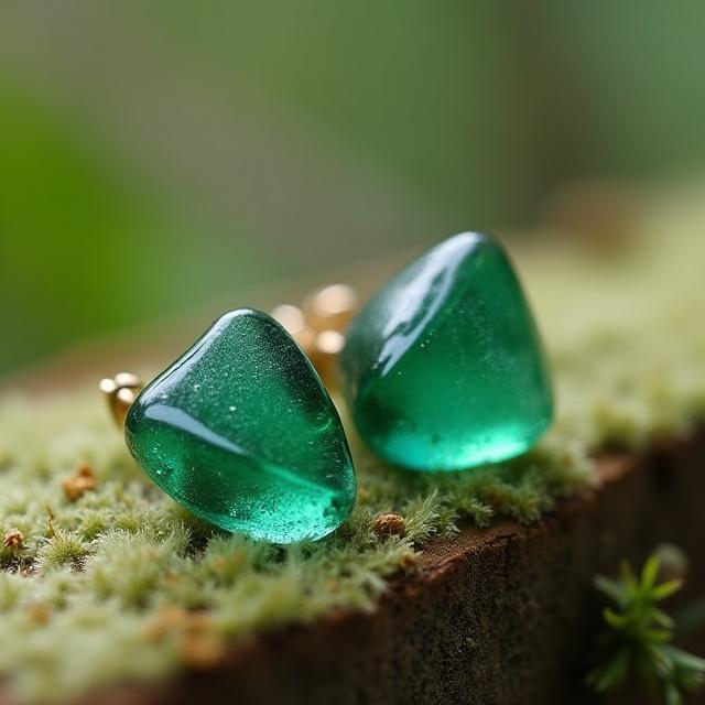 Fused Glass Forest Dew Earrings